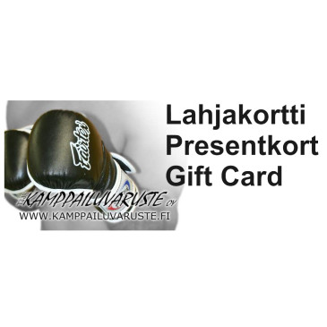 Fairtex Nordic|Presentkort 20€|20,00 €|Kamppailuvaruste|Presentkort